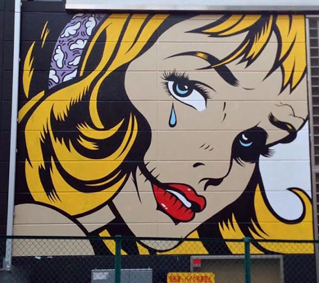 New Street Art Piece By British Stencil Artist D*Face in Shibuya, Tokyo, Japan. 2