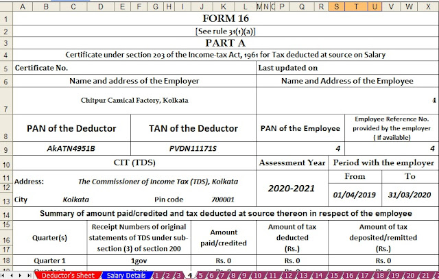 Income Tax Revised Form 16 in Excel Format 