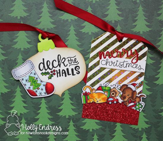 Holiday Tags by Holly Endress | Ornamental Wishes, All Aboard for Christmas, and Holiday Stockings Stamp Sets and dies by Newton's Nook Designs #newtonsnook #handmade 