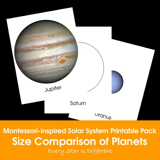 Montessori-inspired Solar System Printable Pack: Size Comparison of Planets
