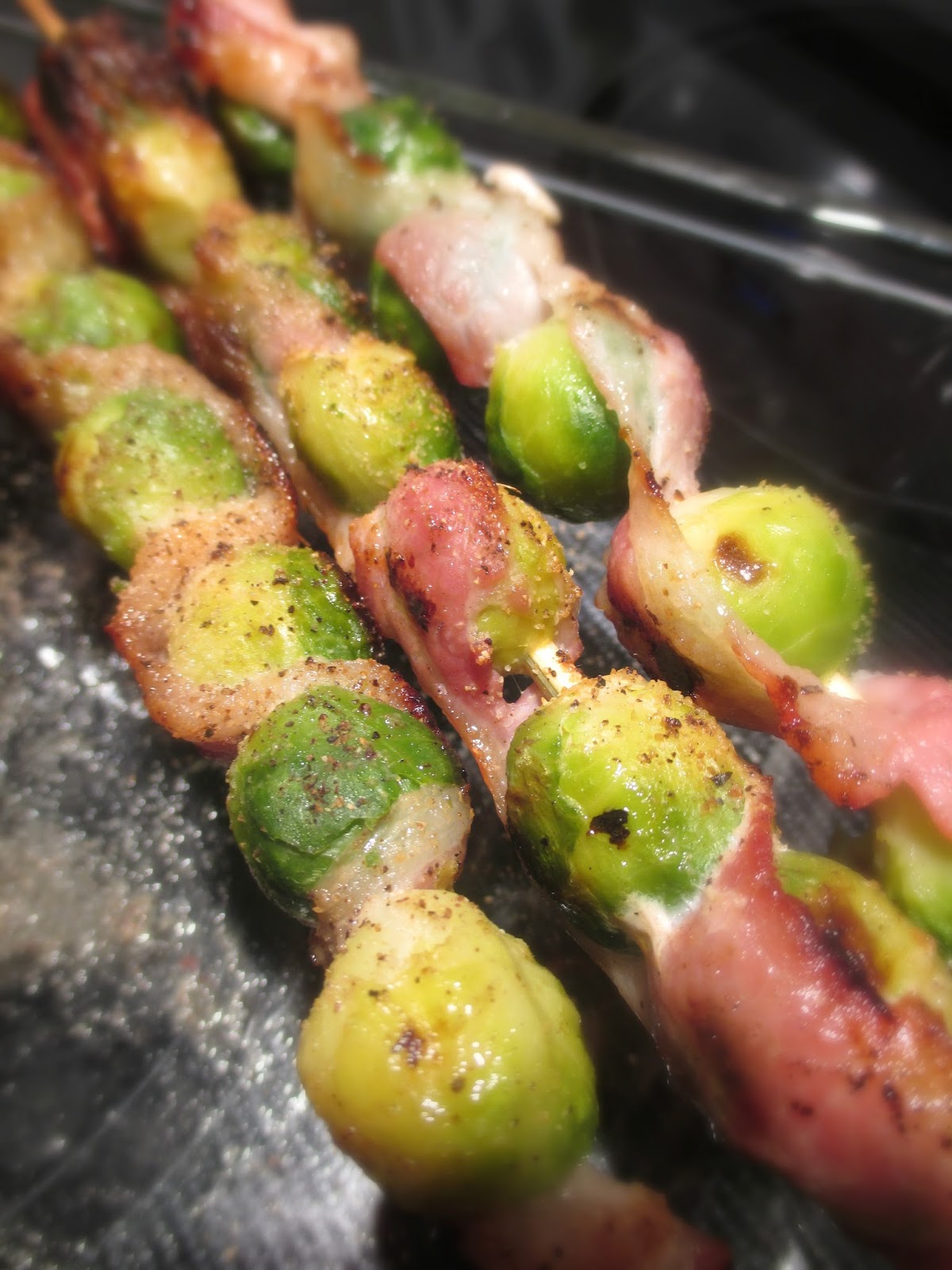 Just my Stuff Brussels Sprout and Bacon Skewers