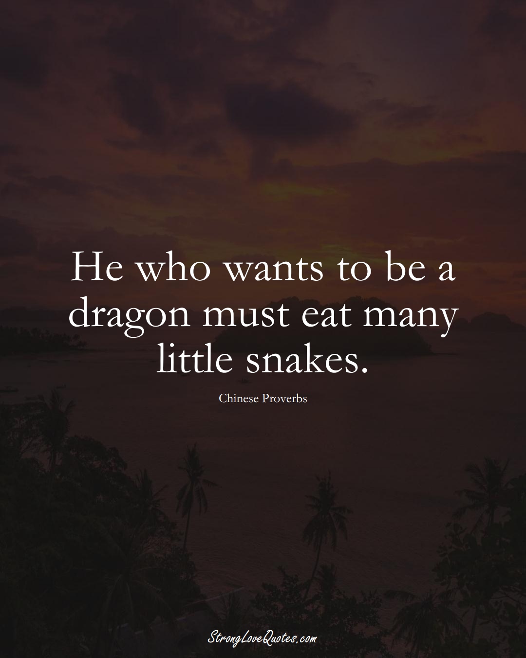 He who wants to be a dragon must eat many little snakes. (Chinese Sayings);  #AsianSayings