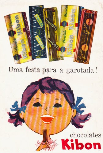 Cartaz com os chocolates da Kibon produzidos nos anos 50.