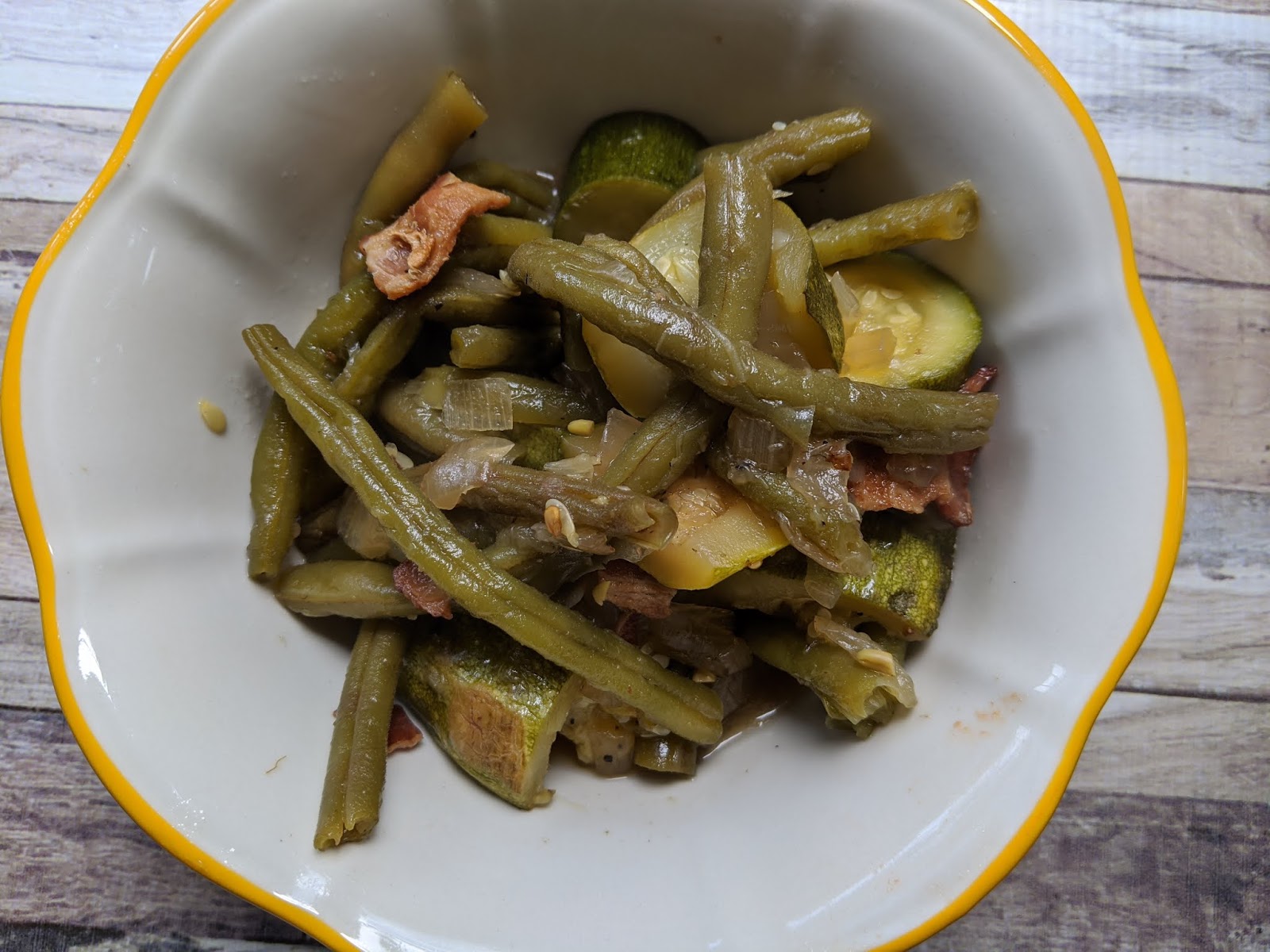 Southern Slow Cooker Green Beans and Zucchini