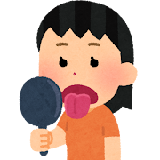 舌のチェックをする人のイラスト(女性)