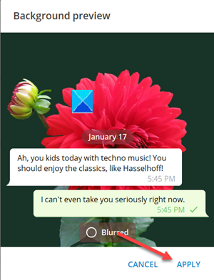 Vista previa de fondo de la aplicación Telegram