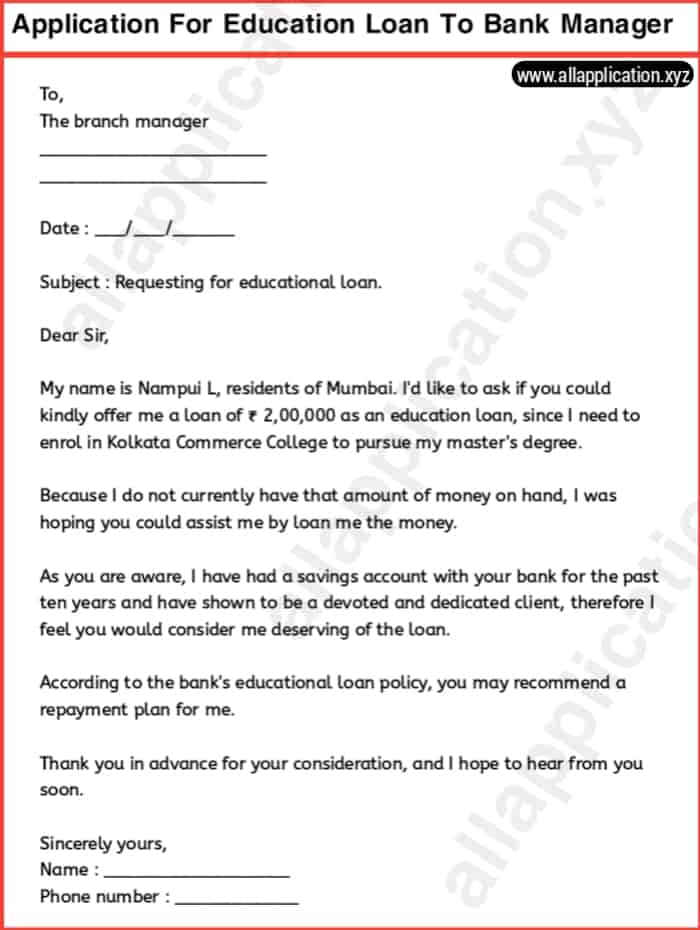 Education Loan Letter For Bank Manager (7 Tips & EXAMPLES).