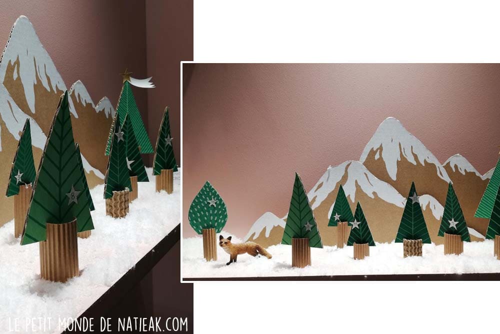 paysage montagnard de Noël en carton