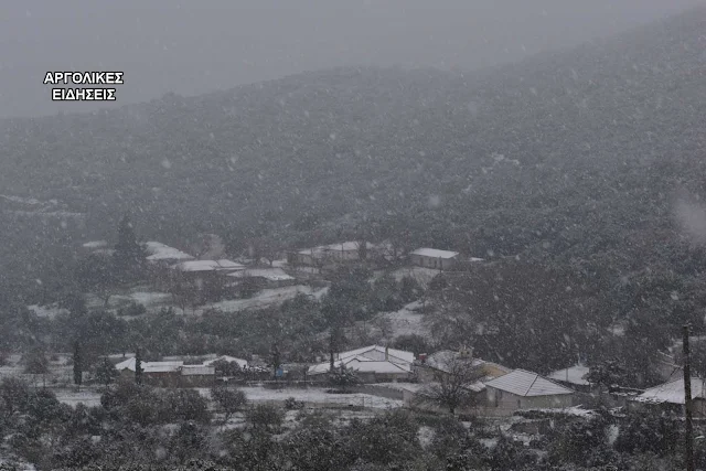 Όμορφα στιγμιότυπα από το χιονισμένο Πλατάνι Αργολίδας