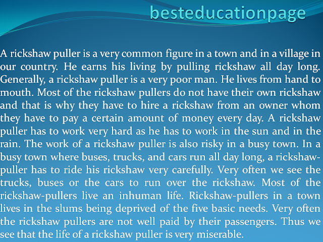 Paragraph :  Rickshaw Puller @ besteducationpage