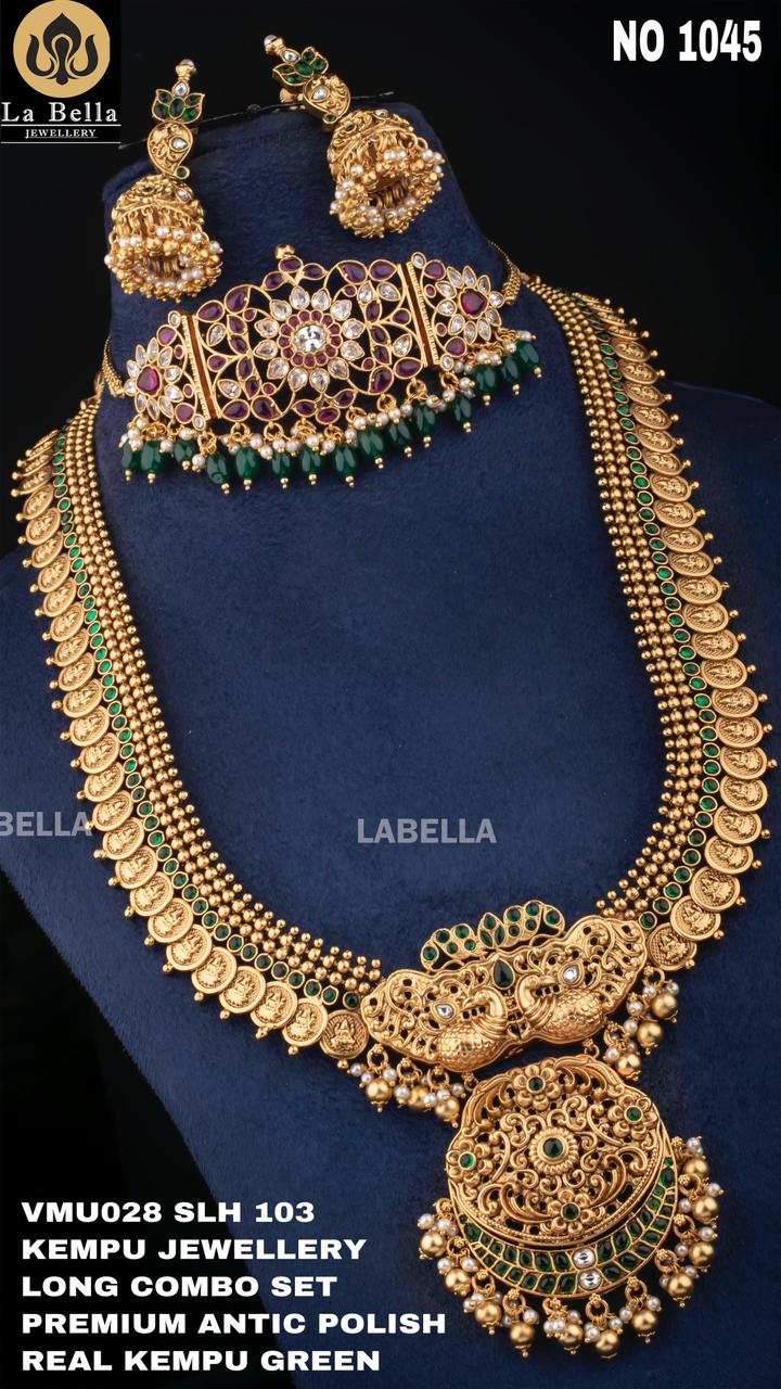 Premium Kempu Long and Short Haram - Indian Jewelry Designs