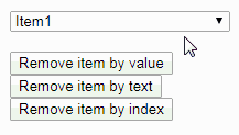 jQuery to remove item by value or text or index from select option(dropdown).