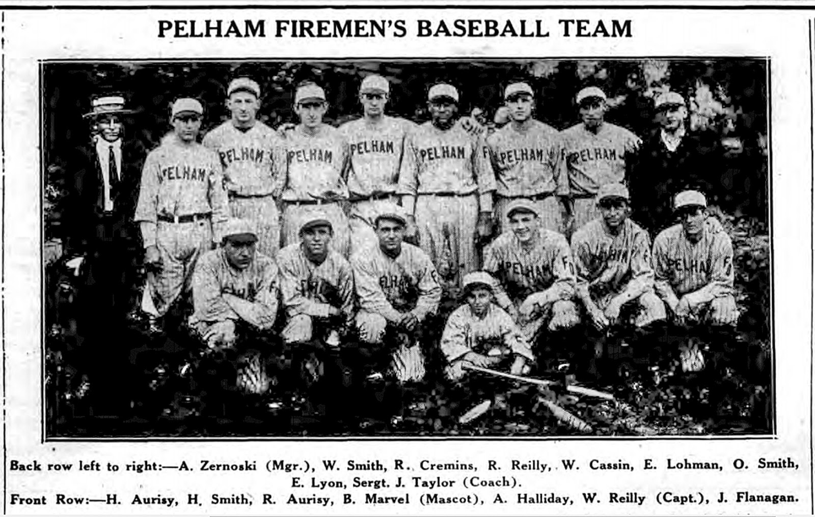 Historic Pelham The Pelham Firemen Baseball Team in 1926