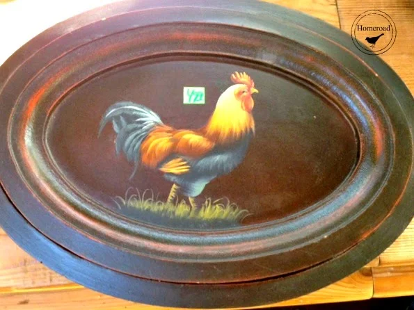 oval chalkboard with painted chicken