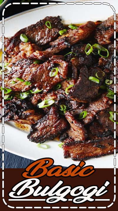 For this basic bulgogi recipe, cutting the meat into very thin strips allows it to absorb the hot-sweet-salty marinade in minutes, not hours.