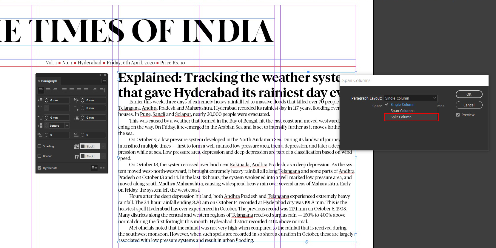Quick InDesign Trick Split & Span Columns