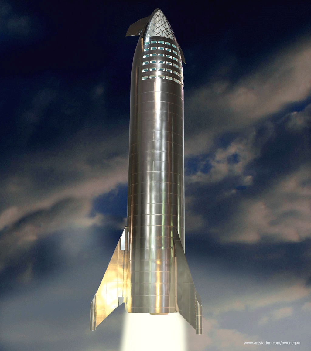 SpaceX stainless steel Starship prototype by Owen Egan human Mars