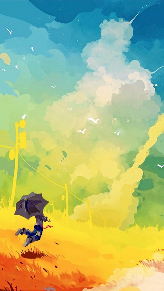   Umbrella Child Abstract Drawing   Android Best Wallpaper