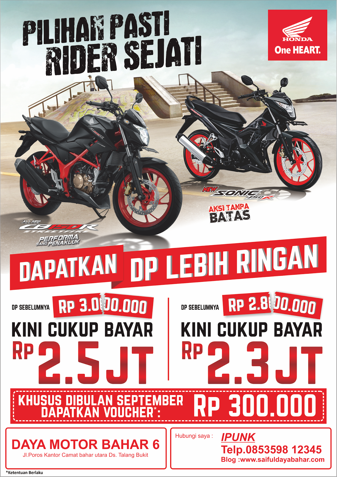 Price List Honda Sonic Cb150r September Dp Lebih Terjangkau Dealer Sepeda Motor Honda Sungai Bahar Jambi