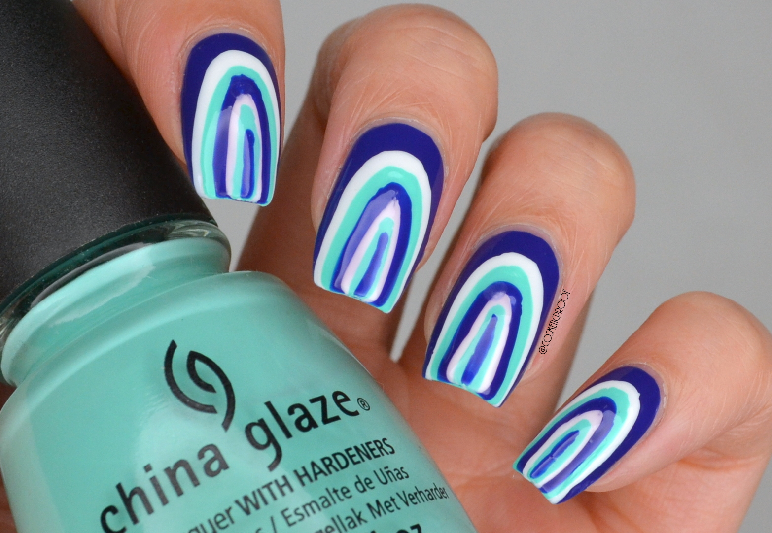 Gray Blue Geometric Nail Art - wide 6