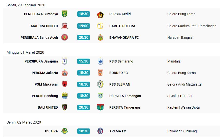 Jadwal Liga 1 2020 Pekan 1, Persib Melawan Persela Bandung Aktual