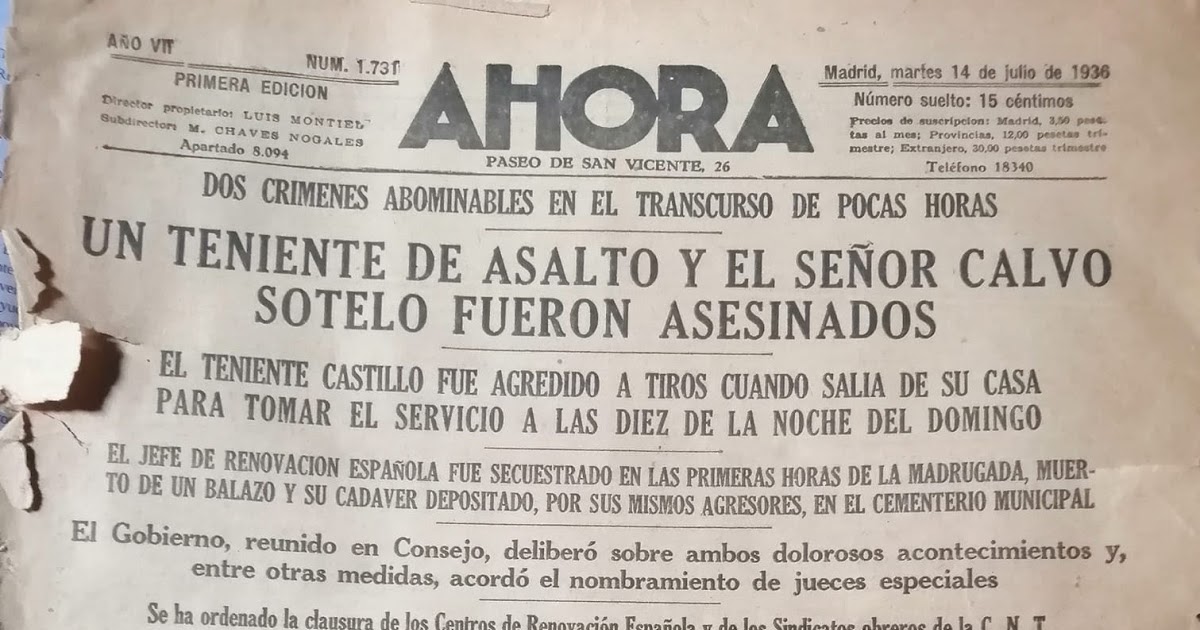 Badajoz y la Guerra (in) Civil EL ASESINATO DE JOSÉ CALVO SOTELO, EL