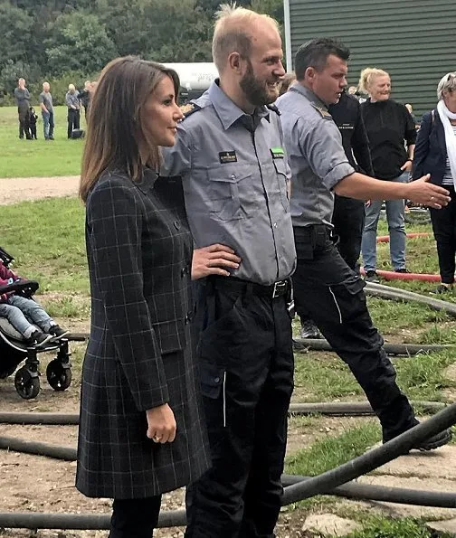 Princess Marie wore Theory Abla Check Double Breasted Coat and she wore Tara Jarmon silk blouse