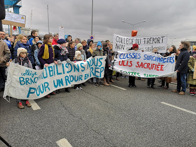 Manifestation du 2 février devant le pont Ango à Dieppe