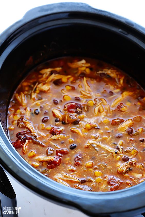 Slow Cooker Chicken Enchilada Soup Gimme Some Oven the chunky chef
