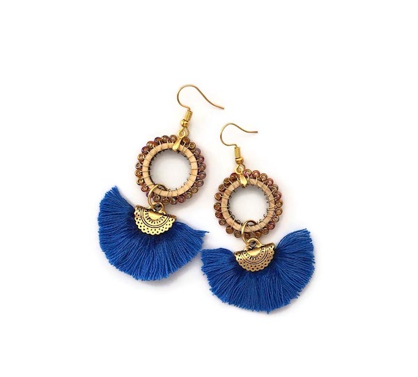 DIY Tassel Earrings - Blue Tassel Earrings - Made with HAPPY