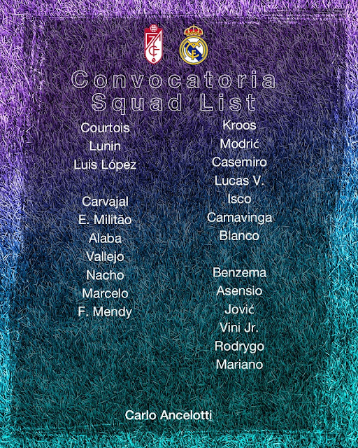 Convocados para el Granada vs Real Madrid