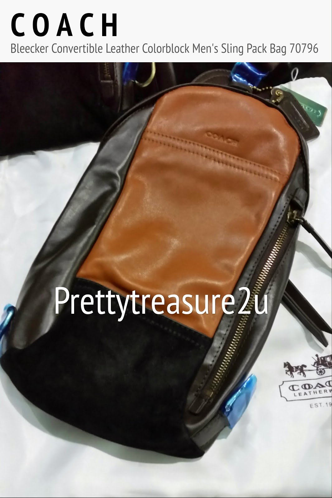 PrettyTreasure2u: Coach Bleecker Convertible Leather Men&#39;s Sling Pack Bag F70796