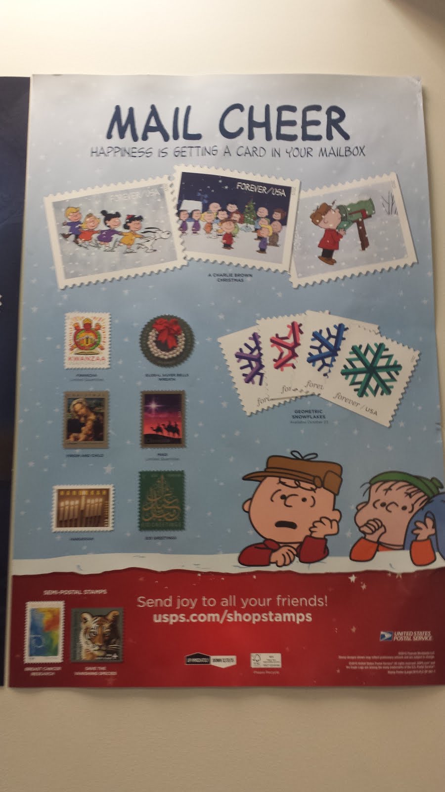 CartoonPhilately Peanuts Christmas stamp poster