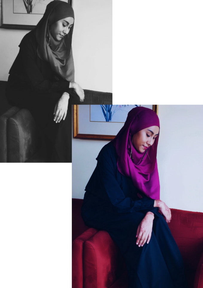 Premium Photo | Portrait of a beautiful muslim female model wearing modern  casualwear with hijab isolated on dark