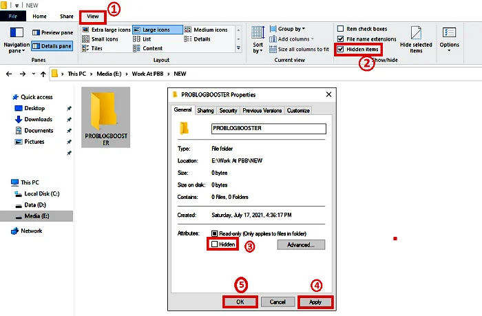 Uncheck hidden items Uncheck hidden items