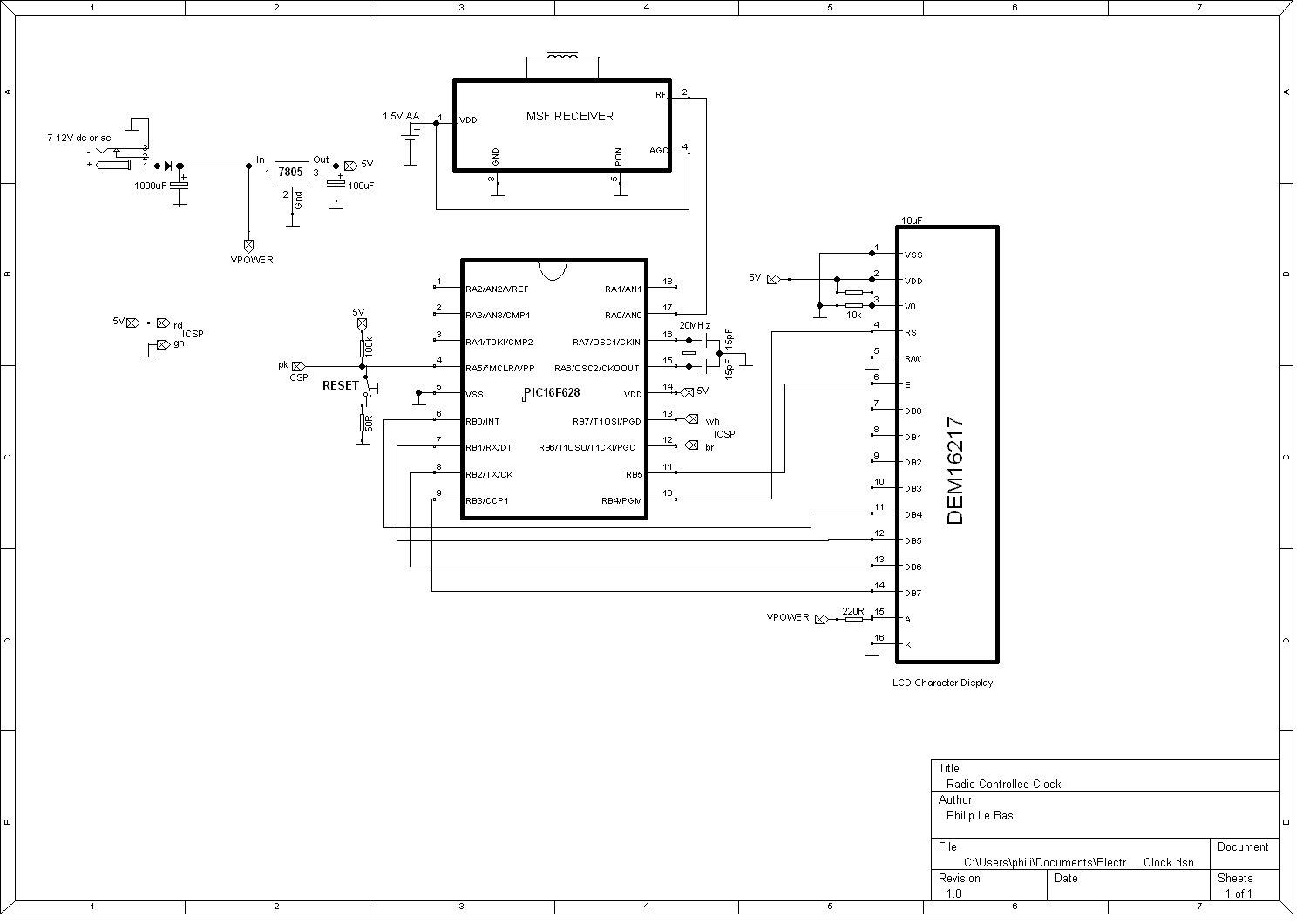 Philip Le Bas Electronics RadioControlled Clock