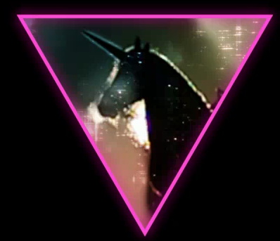 triângulo roxo gay com unicórnio