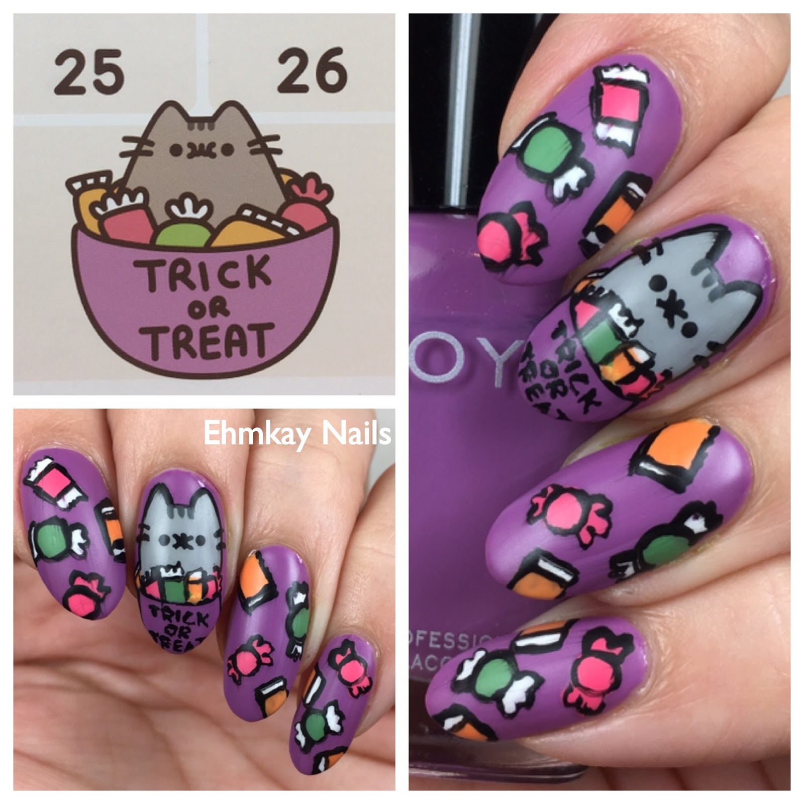 Ehmkay Nails 13 Days Of Halloween Pusheen Trick Or Treat Nail Art
