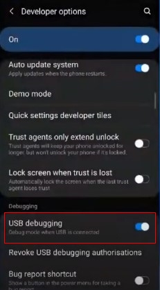 enable usb debugging to uninstall system apps from pc