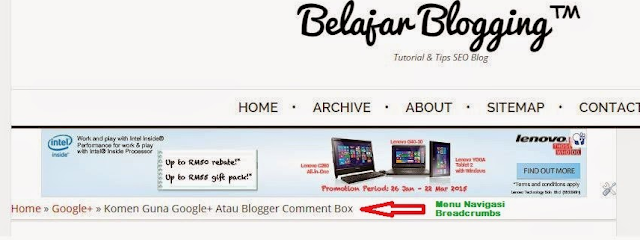 Buat Menu Navigasi Breadcrumbs di Blogspot