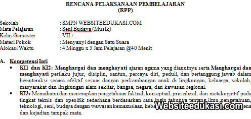 Rpp Seni Budaya Kelas 7 Kurikulum 2013 Revisi 2019 Guru Pembelajar