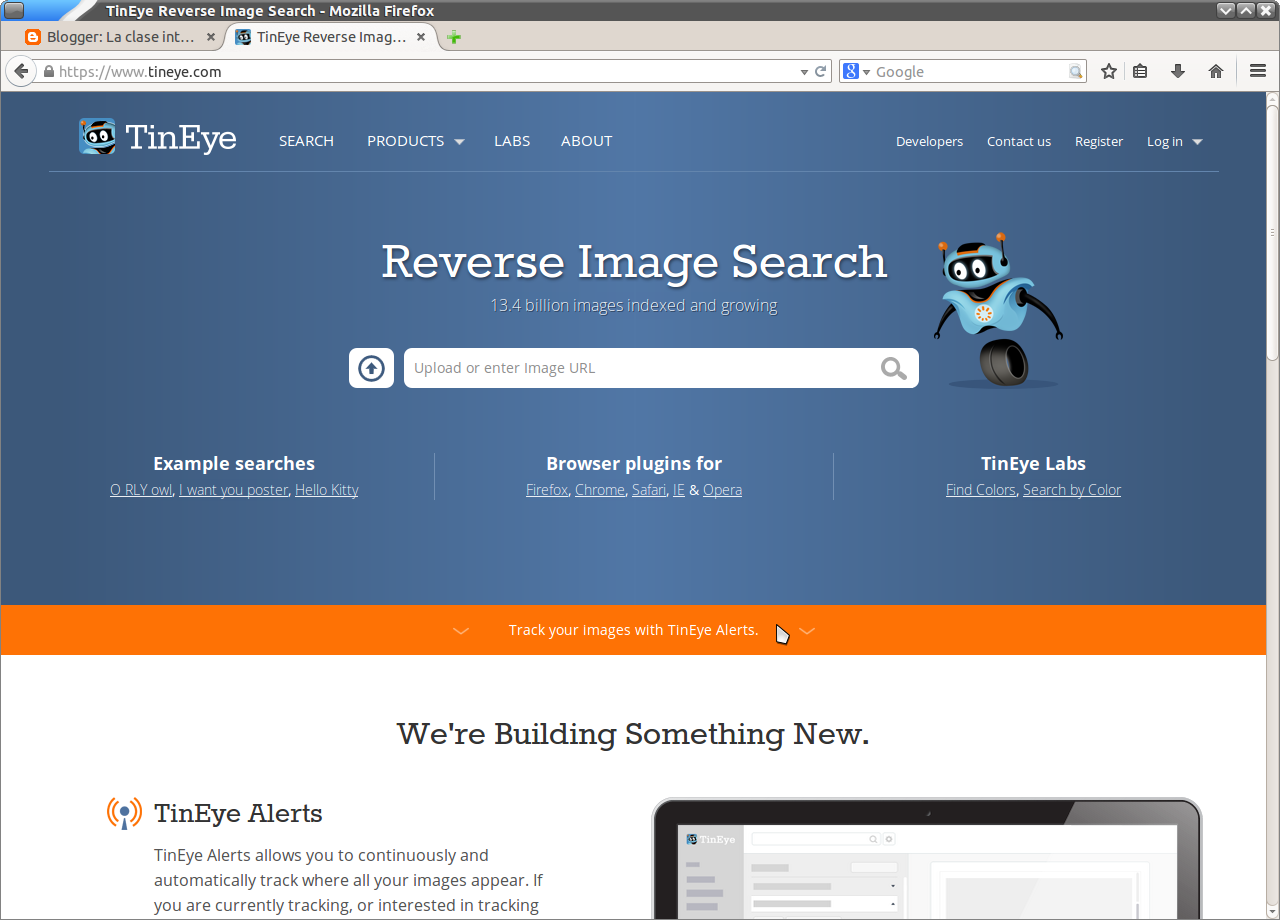 La clase interactiva Tineye.