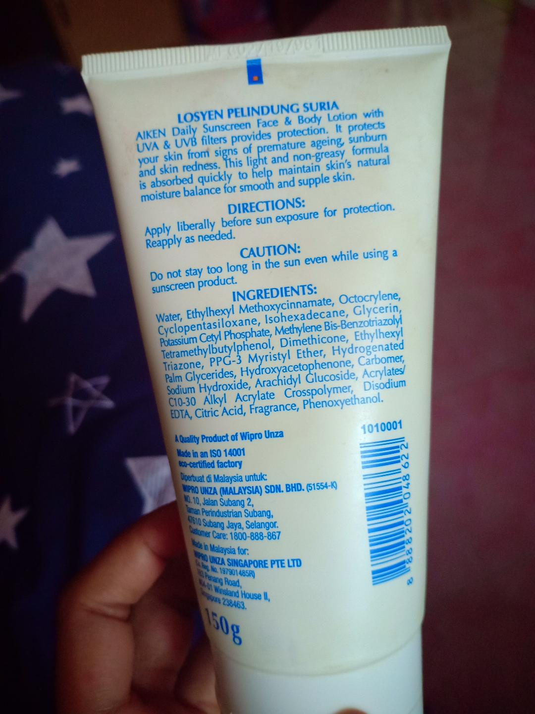 Aiken Daily Sun Screen Face and Body Lotion Review