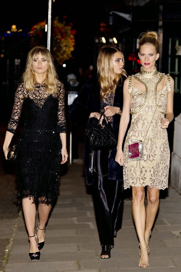 Suki Waterhouse, Cara and Poppy Delevingne, Erdem and Jimmy Choo heels.