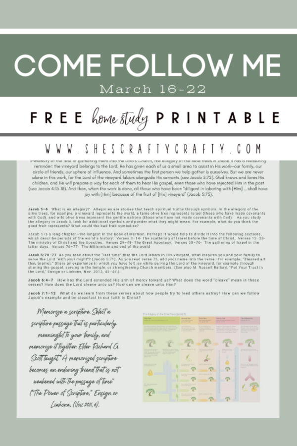 She's Crafty Come Follow Me Home Study Printable March 1622