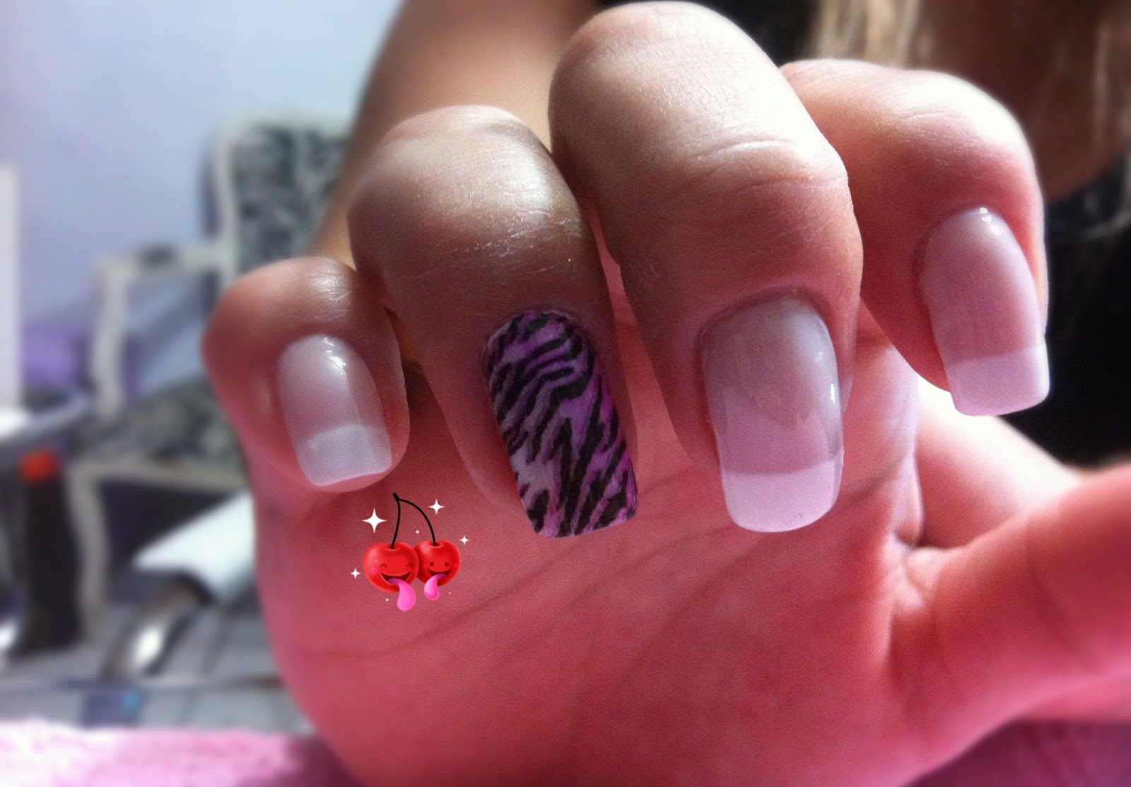 Unhas de Gel: Francesinha com Animal print de Zebrinha Roxa..