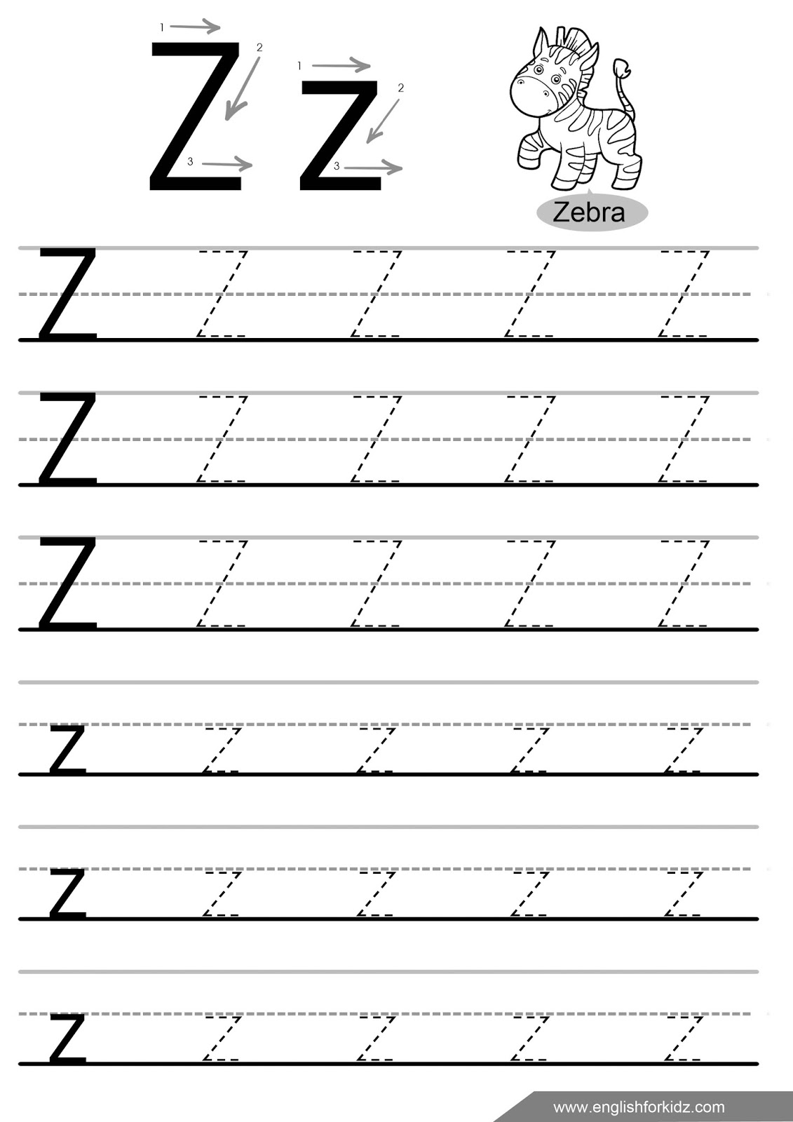 Practice Writing Letters Z Worksheet