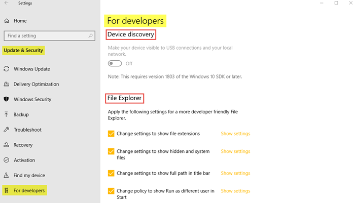 Configuración de seguridad y actualización de Windows en Windows 10