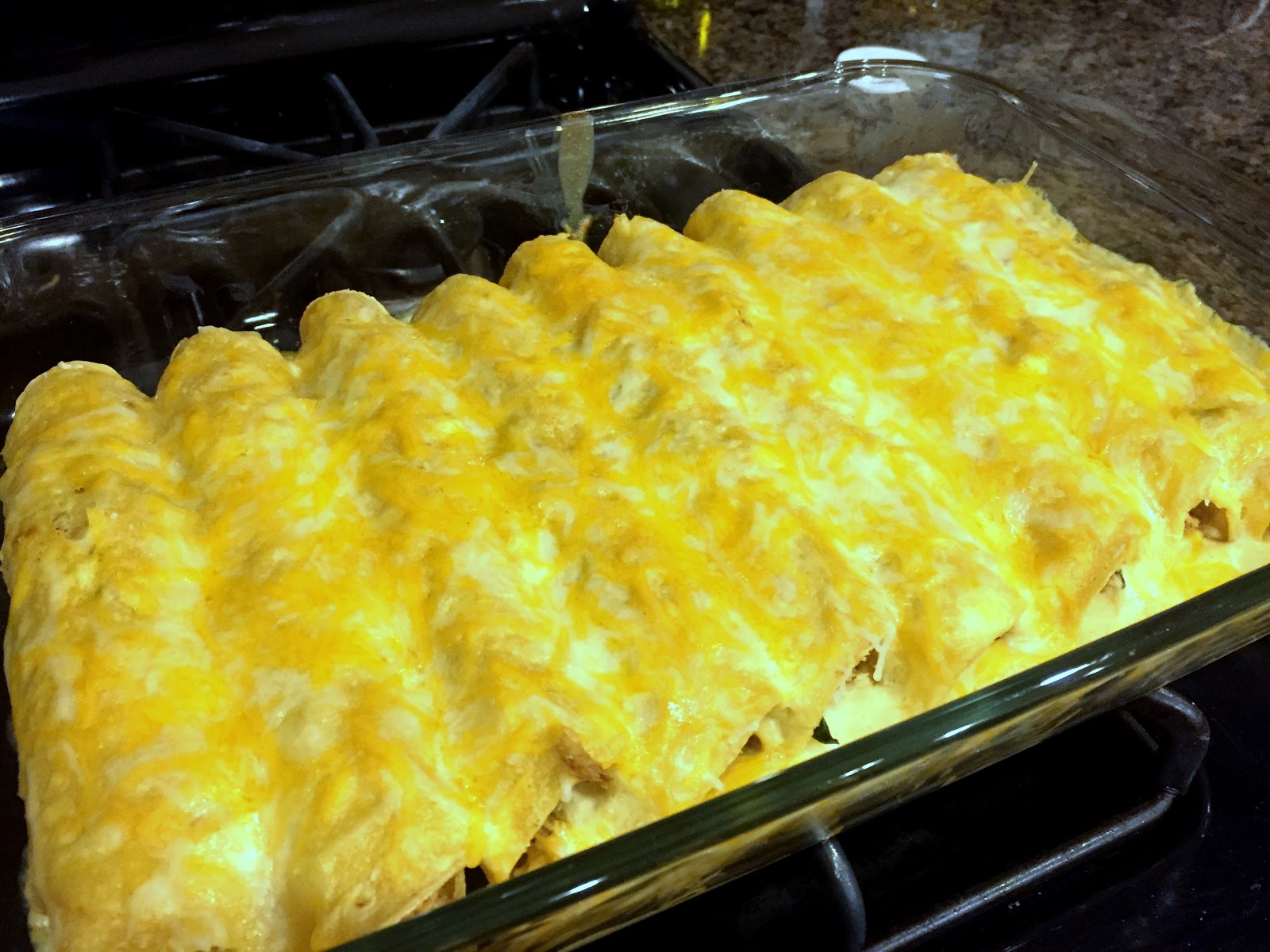 Sunshine and a Summer Breeze Spinach and Green Chile Chicken Enchiladas