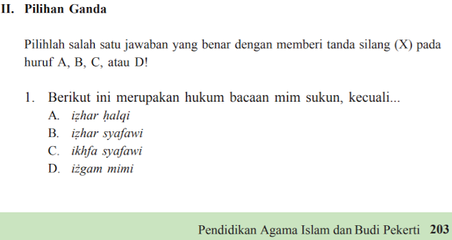 Jawaban PG PAI Kelas 7 Halaman 203 Bab 13 (Hidup Lebih Damai dengan Ikhlas, Sabar, dan Pemaaf)